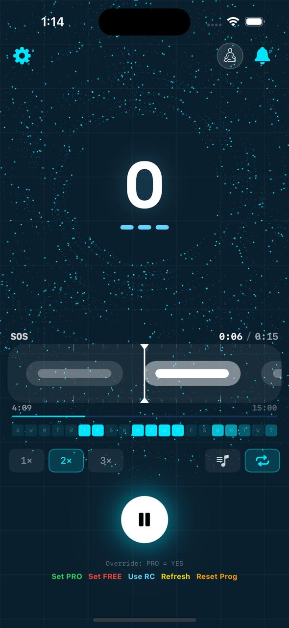 Kegel Morse Hero main exercise screen with Morse code visualization